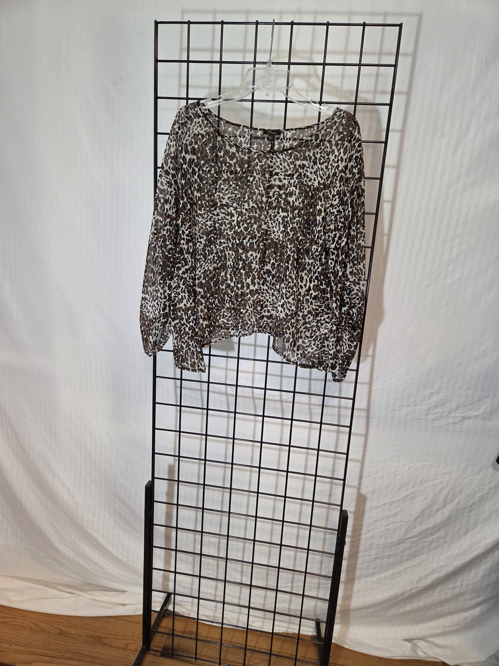 Cupio Sheer Leopard Print Top in Brown and Black